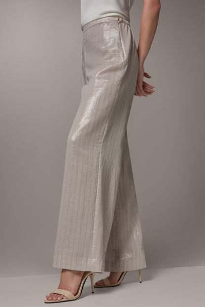 Donna Karan HIGH-RISE METALLIC PINSTRIPE WIDE-LEG PANT