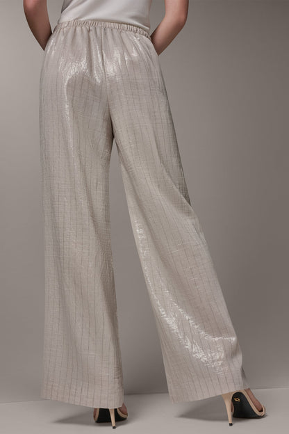Donna Karan HIGH-RISE METALLIC PINSTRIPE WIDE-LEG PANT