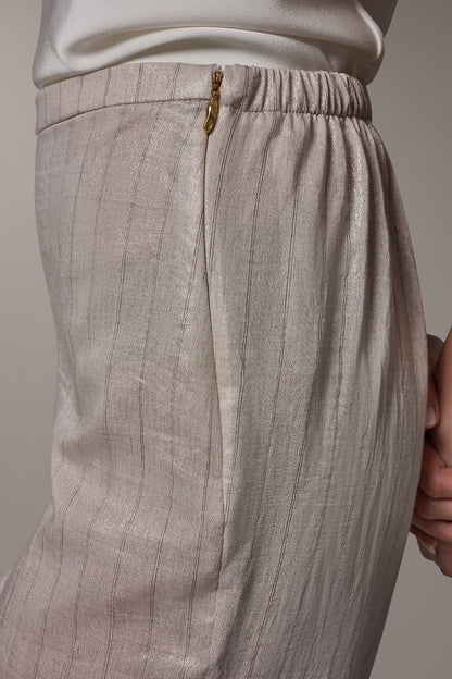 Donna Karan HIGH-RISE METALLIC PINSTRIPE WIDE-LEG PANT