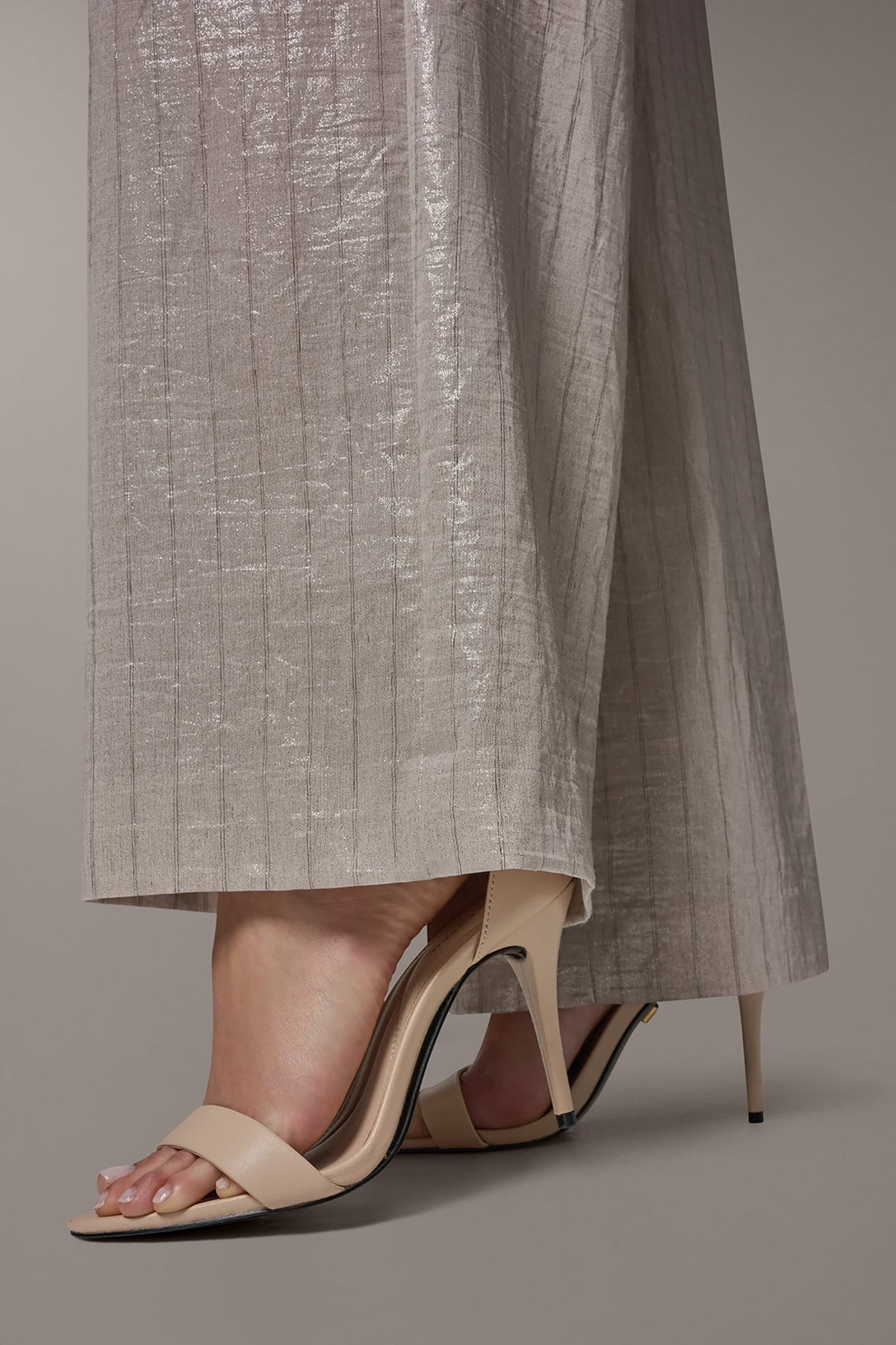 Donna Karan HIGH-RISE METALLIC PINSTRIPE WIDE-LEG PANT