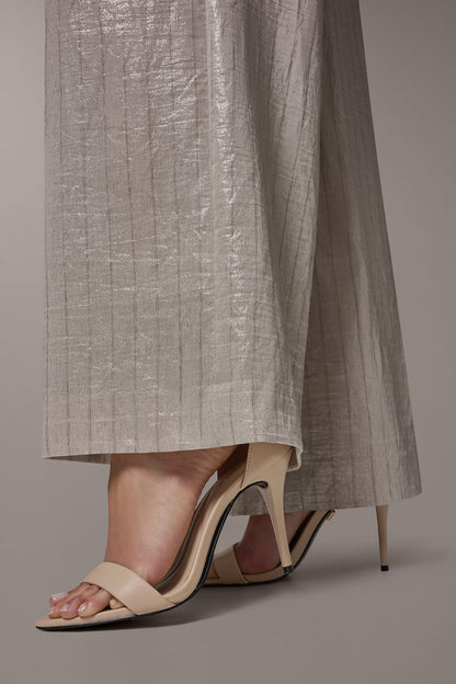 Donna Karan HIGH-RISE METALLIC PINSTRIPE WIDE-LEG PANT