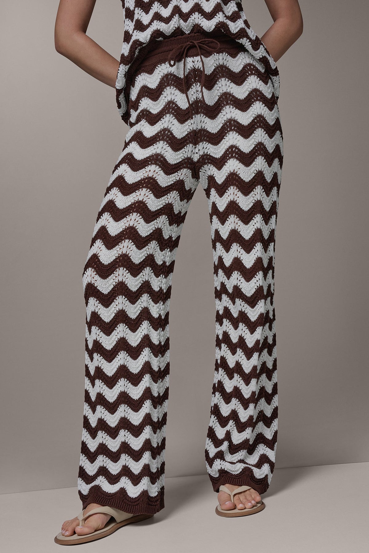 Donna Karan HIGH-RISE POINTELLE STRIPE PULL ON PANT