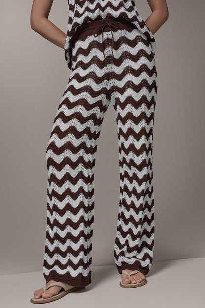 Donna Karan HIGH-RISE POINTELLE STRIPE PULL ON PANT