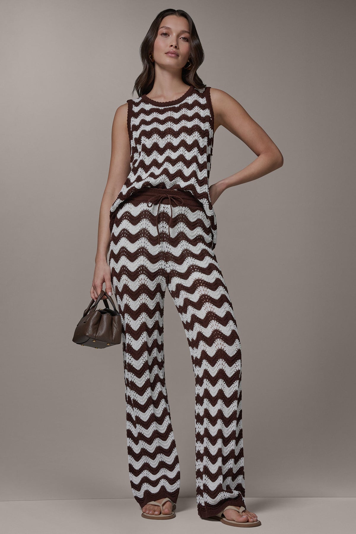 Donna Karan HIGH-RISE POINTELLE STRIPE PULL ON PANT