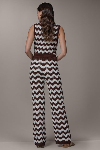 Donna Karan HIGH-RISE POINTELLE STRIPE PULL ON PANT