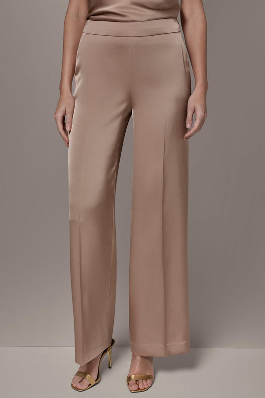 Donna Karan SATIN EXTRA HIGH-RISE WIDE-LEG SUIT PANT