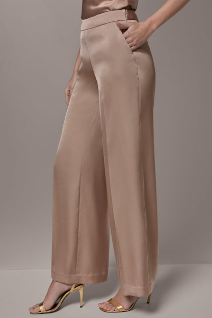Donna Karan SATIN EXTRA HIGH-RISE WIDE-LEG SUIT PANT