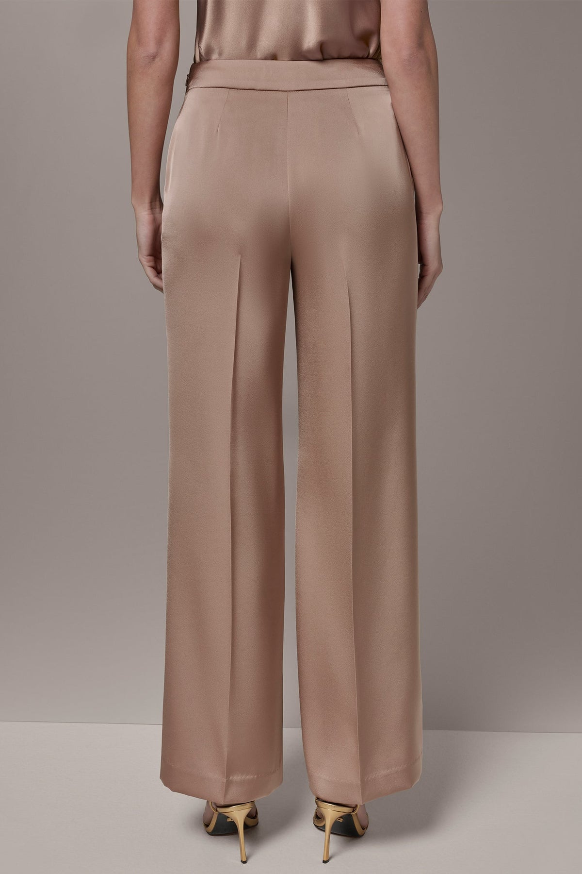 Donna Karan SATIN EXTRA HIGH-RISE WIDE-LEG SUIT PANT