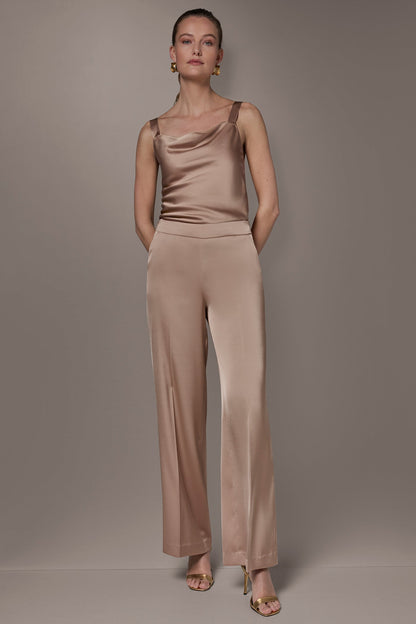 Donna Karan SATIN EXTRA HIGH-RISE WIDE-LEG SUIT PANT
