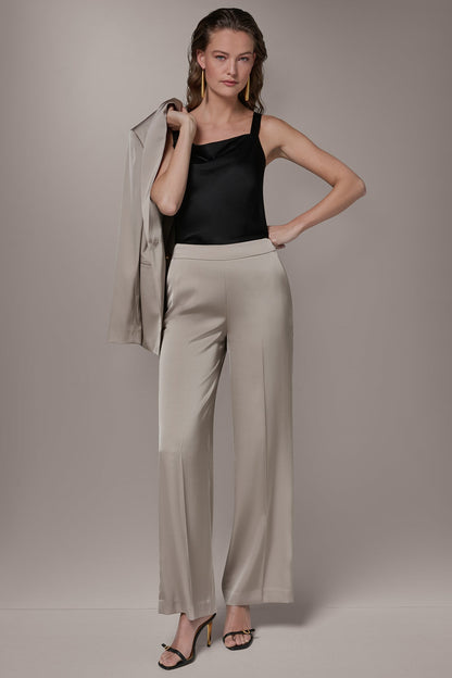 Donna Karan SATIN EXTRA HIGH-RISE WIDE-LEG SUIT PANT