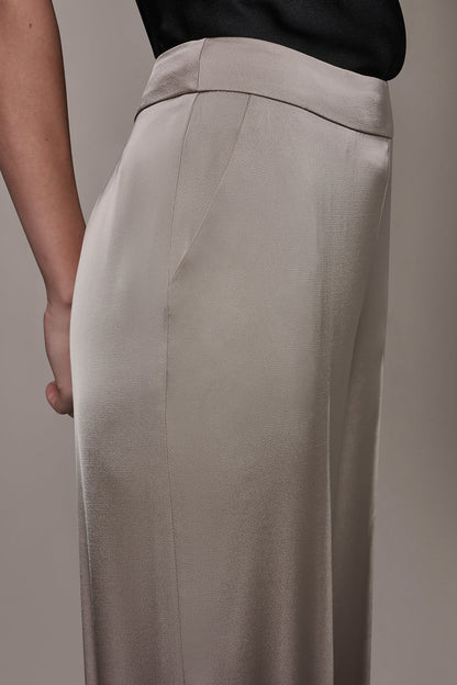 Donna Karan SATIN EXTRA HIGH-RISE WIDE-LEG SUIT PANT