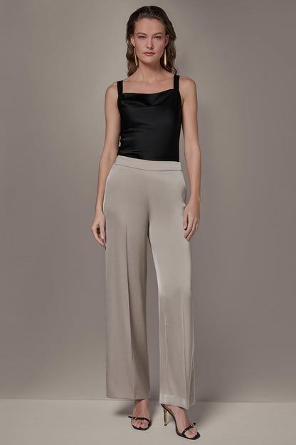 Donna Karan SATIN EXTRA HIGH-RISE WIDE-LEG SUIT PANT