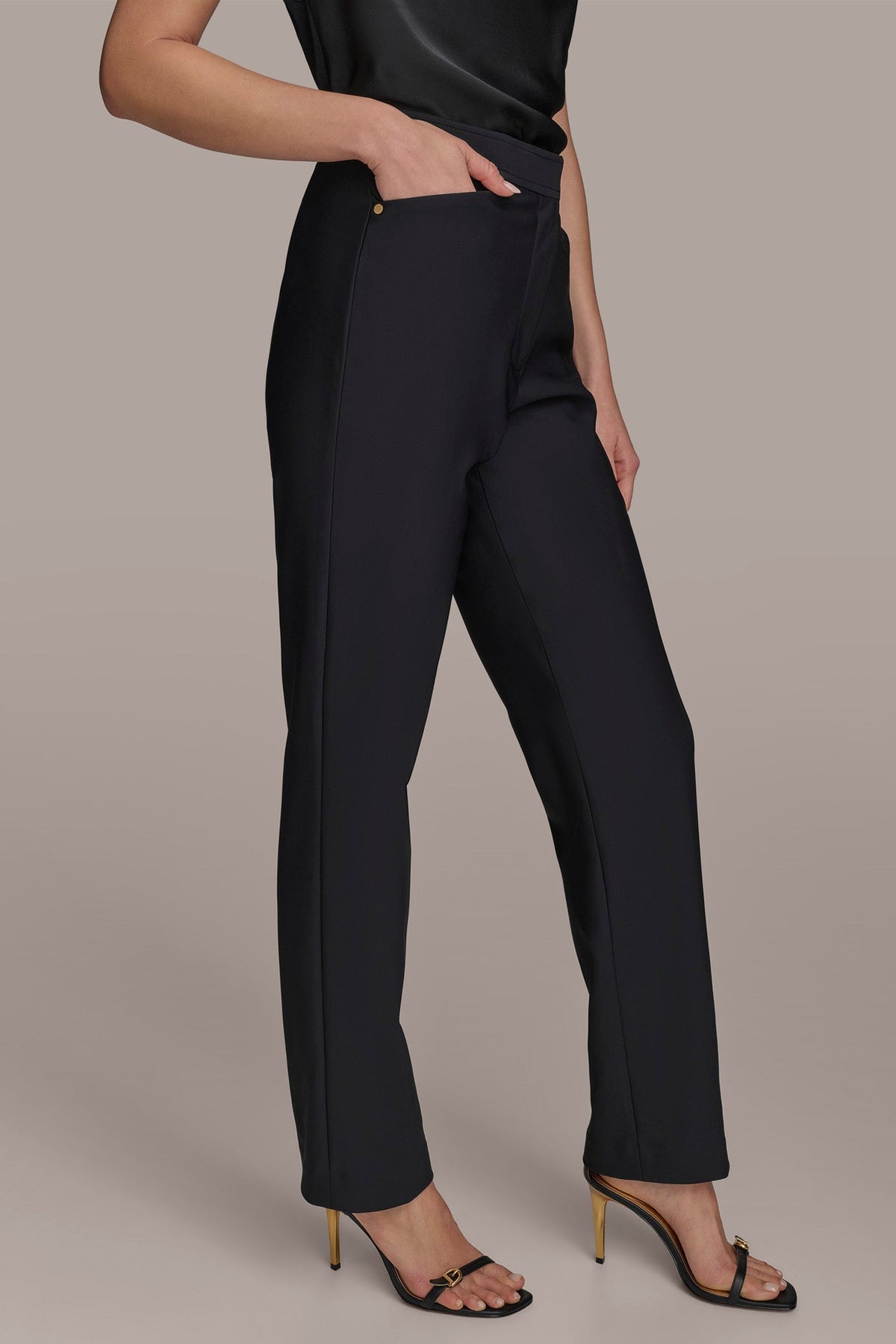 Donna Karan FLAT FRONT STRAIGHT PANT