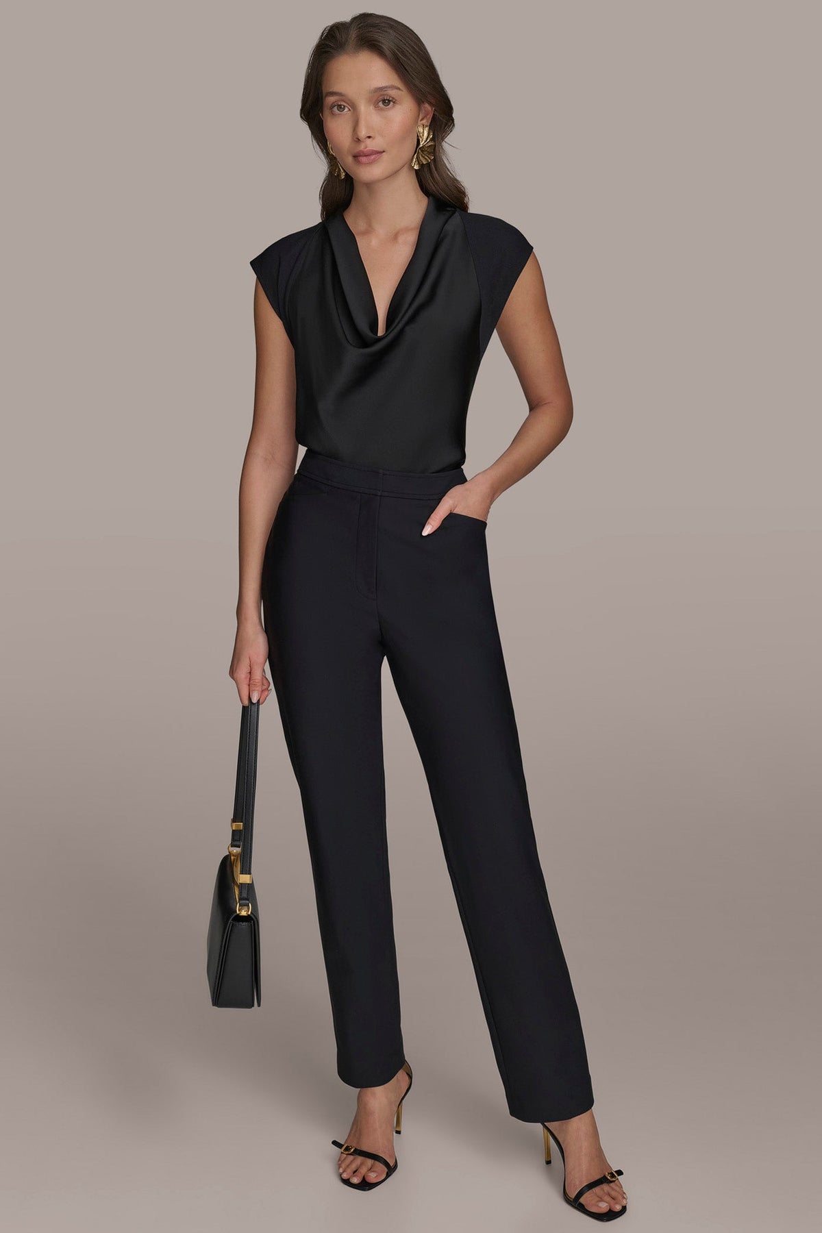 Donna Karan FLAT FRONT STRAIGHT PANT