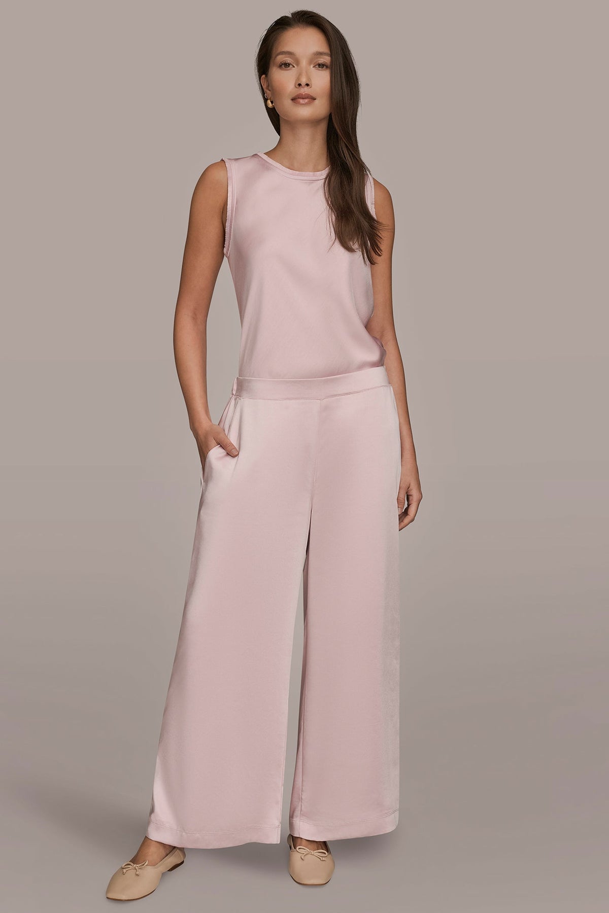 Donna Karan SATIN MID-RISE RELAXED PANT