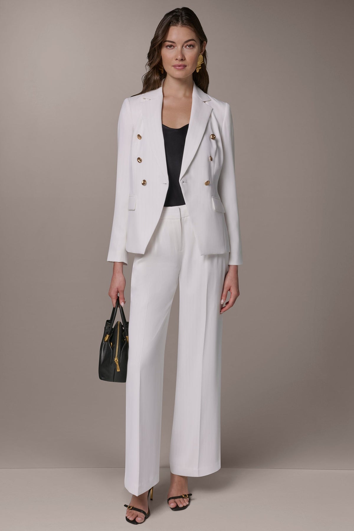 Donna Karan DOUBLE BREASTED PINSTRIPE SUIT BLAZER