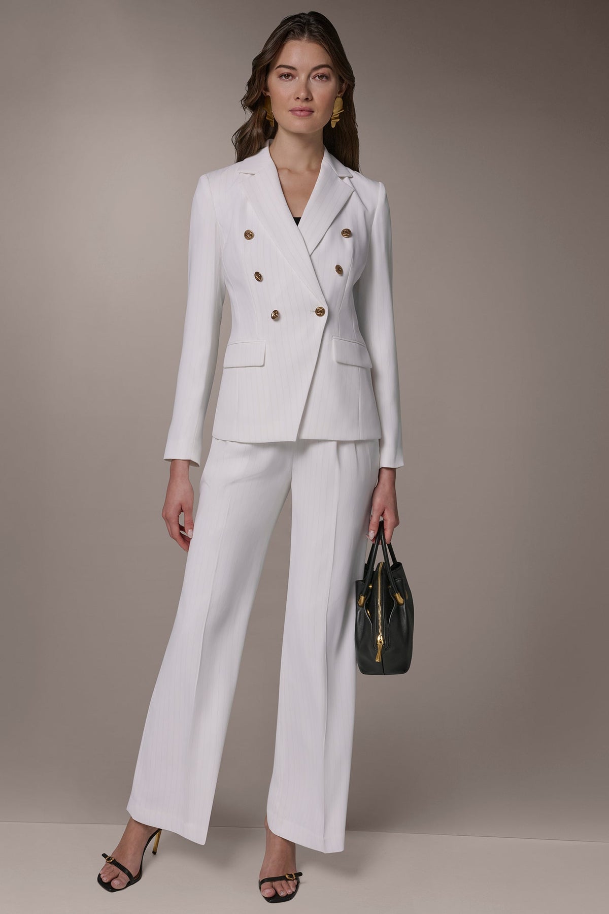 Donna Karan DOUBLE BREASTED PINSTRIPE SUIT BLAZER