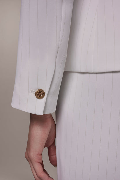 Donna Karan DOUBLE BREASTED PINSTRIPE SUIT BLAZER