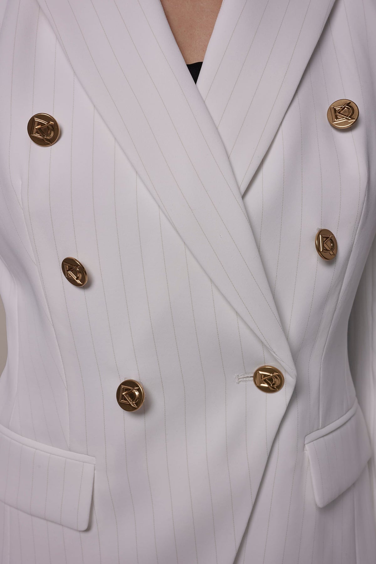 Donna Karan DOUBLE BREASTED PINSTRIPE SUIT BLAZER