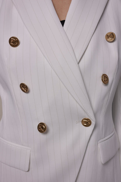 Donna Karan DOUBLE BREASTED PINSTRIPE SUIT BLAZER