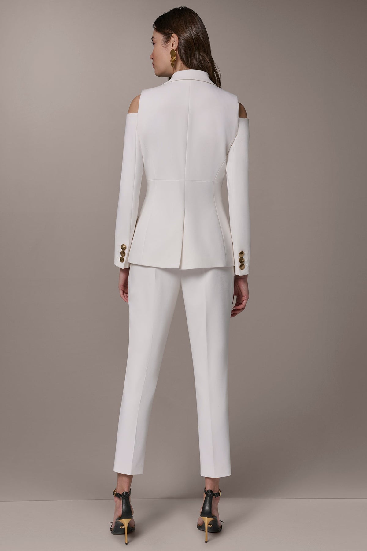 Donna Karan DOUBLE-BREASTED COLD-SHOULDER SUIT BLAZER
