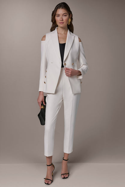 Donna Karan DOUBLE-BREASTED COLD-SHOULDER SUIT BLAZER