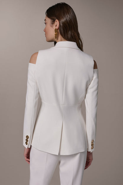 Donna Karan DOUBLE-BREASTED COLD-SHOULDER SUIT BLAZER
