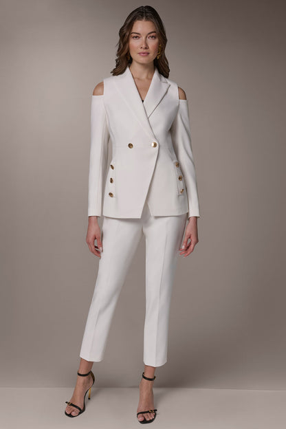 Donna Karan DOUBLE-BREASTED COLD-SHOULDER SUIT BLAZER
