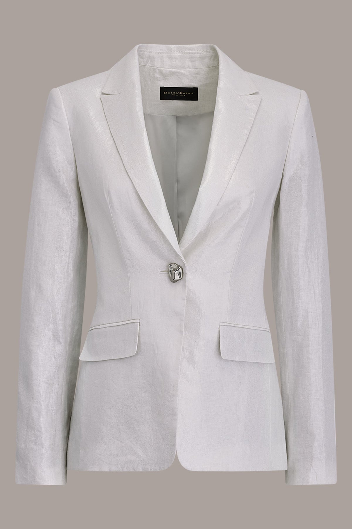Donna Karan FOILED LINEN ONE-BUTTON SUIT BLAZER