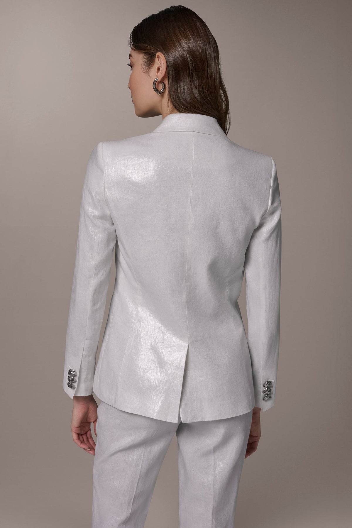 Donna Karan FOILED LINEN ONE-BUTTON SUIT BLAZER