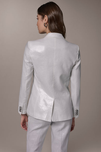 Donna Karan FOILED LINEN ONE-BUTTON SUIT BLAZER