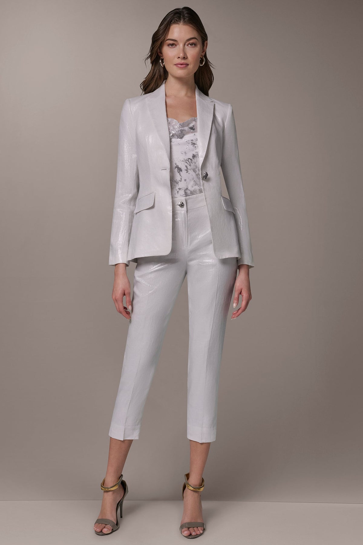 Donna Karan FOILED LINEN ONE-BUTTON SUIT BLAZER