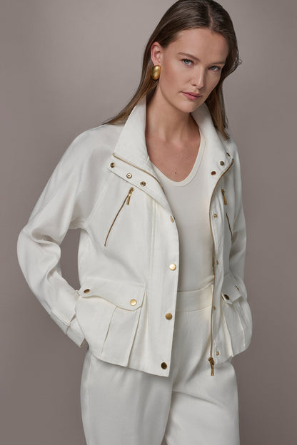Donna Karan LINEN-BLEND UTILITY JACKET