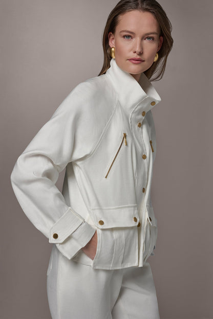 Donna Karan LINEN-BLEND UTILITY JACKET