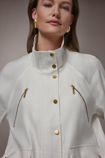 Donna Karan LINEN-BLEND UTILITY JACKET