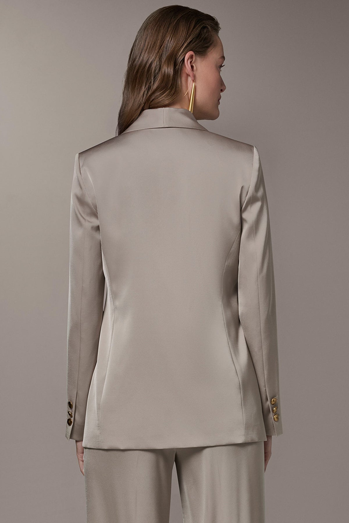 Donna Karan SATIN ONE-BUTTON SUIT BLAZER
