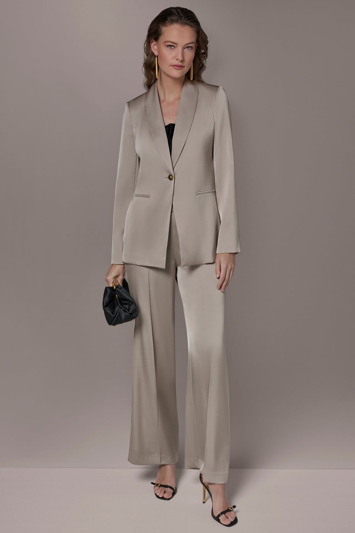 Donna Karan SATIN ONE-BUTTON SUIT BLAZER