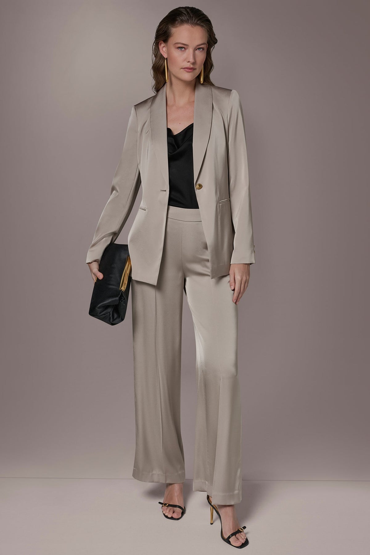 Donna Karan SATIN ONE-BUTTON SUIT BLAZER