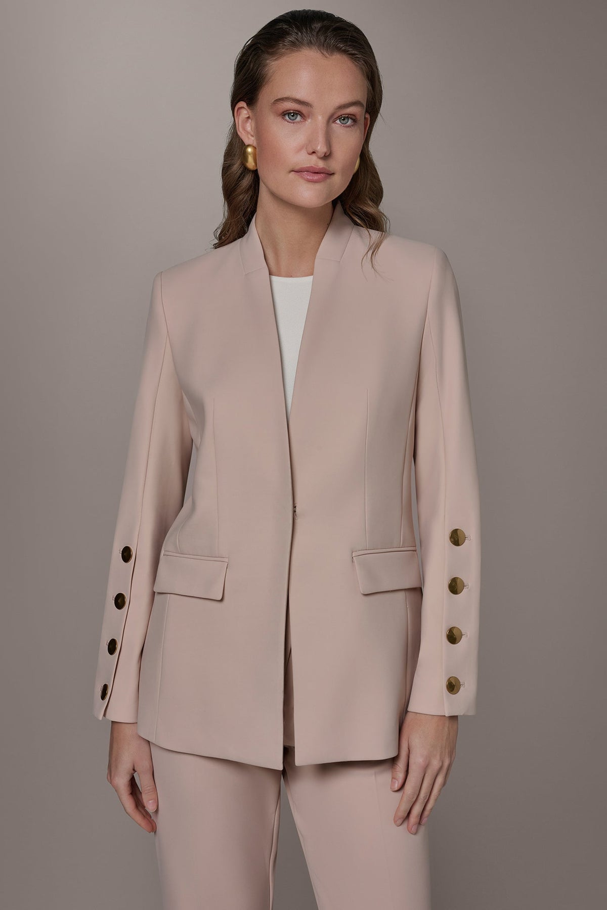 Donna Karan BUTTON SLEEVE SUIT BLAZER