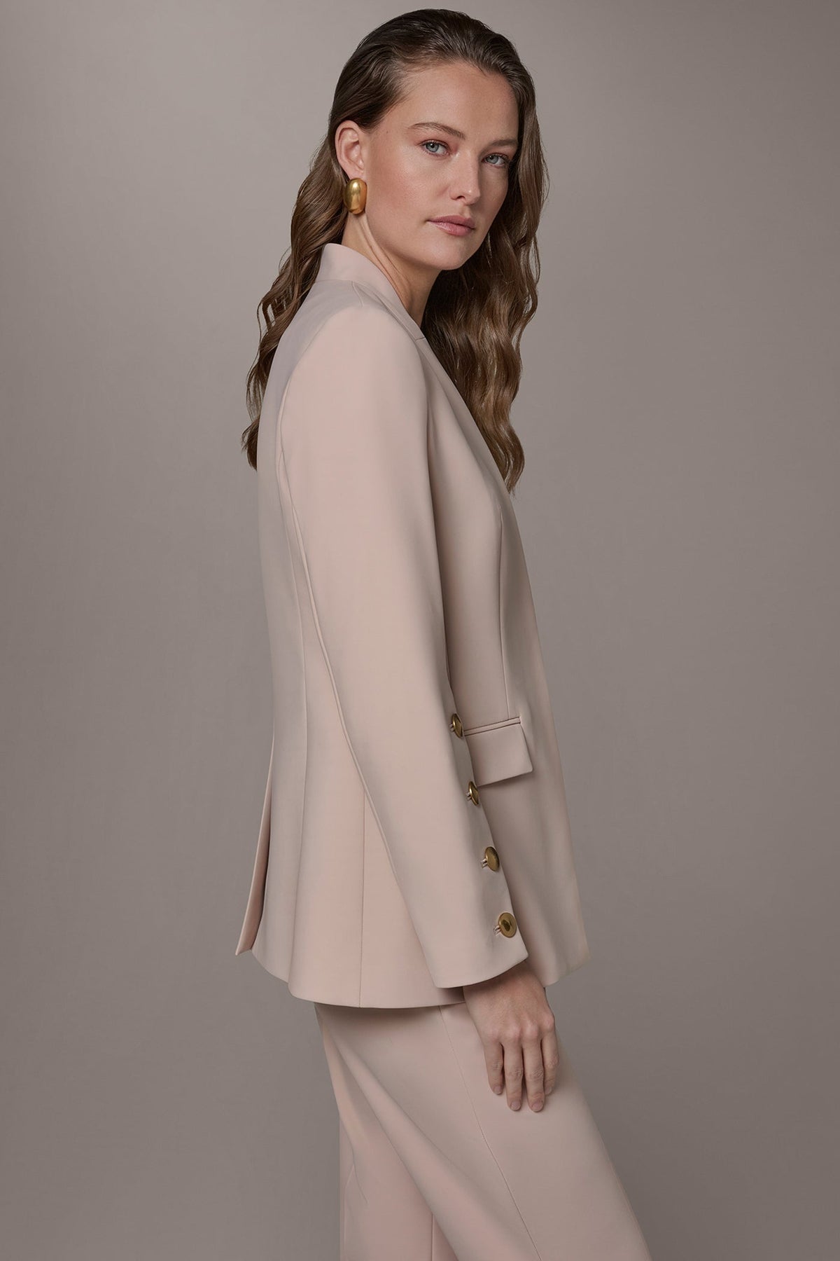 Donna Karan BUTTON SLEEVE SUIT BLAZER