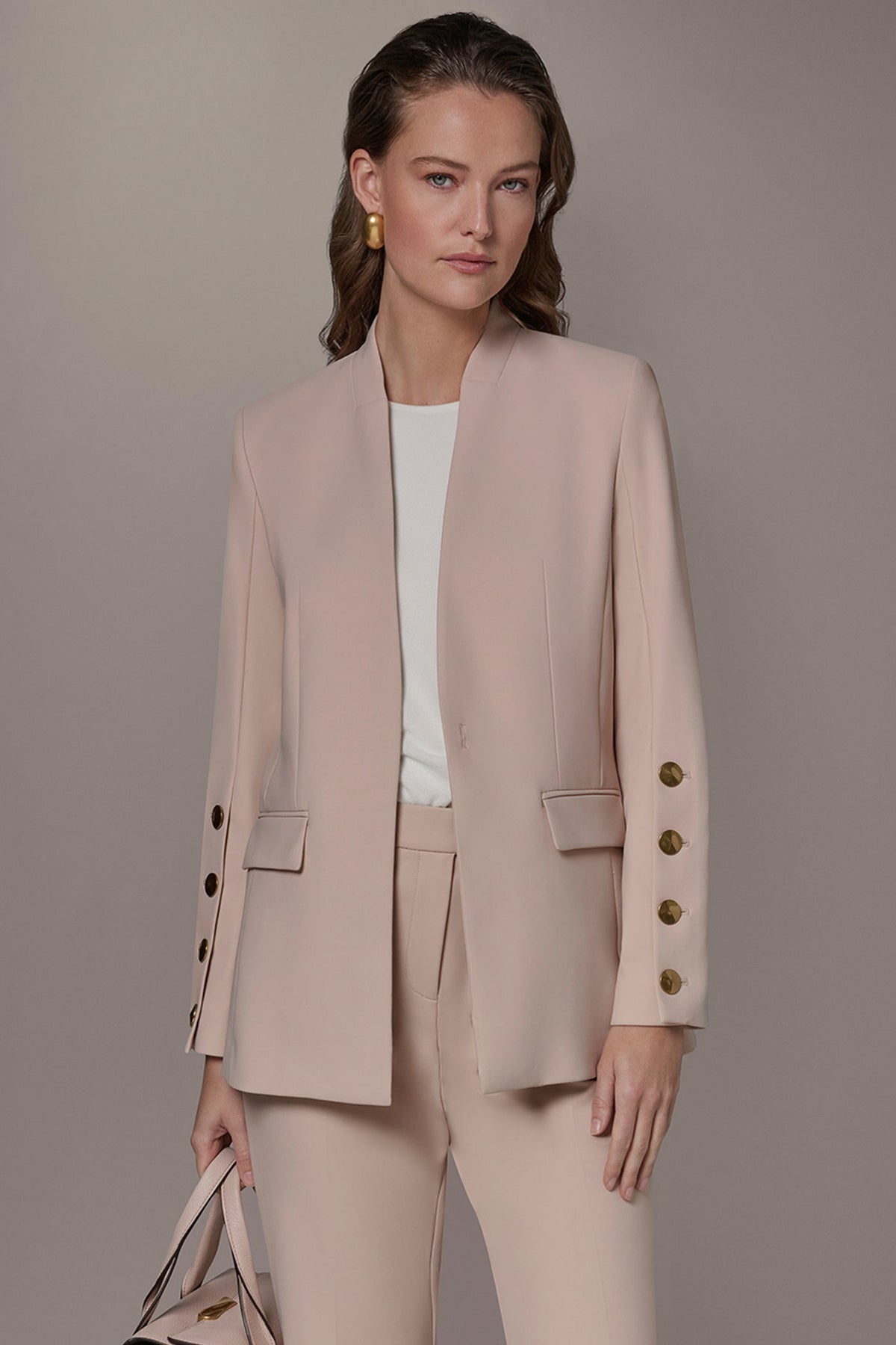 Donna Karan BUTTON SLEEVE SUIT BLAZER