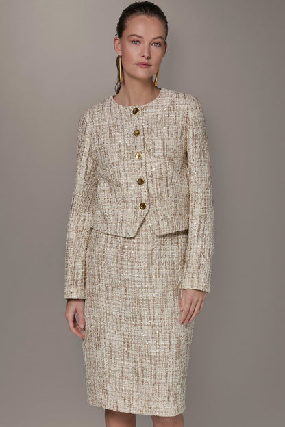 Donna Karan CROPPED SEQUINED TWEED LADY JACKET