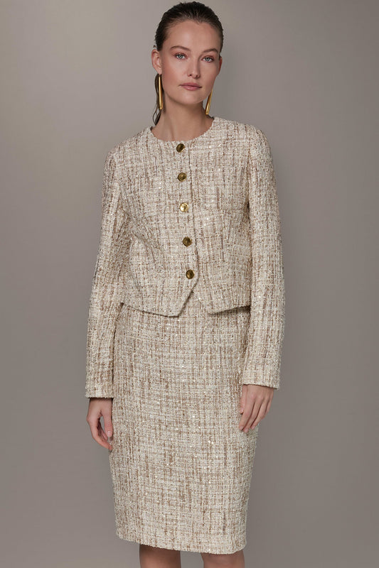 Donna Karan CROPPED SEQUINED TWEED LADY JACKET