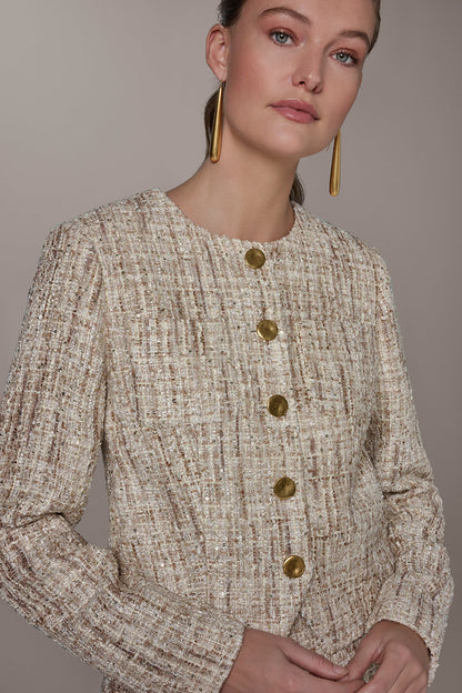 Donna Karan CROPPED SEQUINED TWEED LADY JACKET