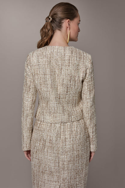 Donna Karan CROPPED SEQUINED TWEED LADY JACKET