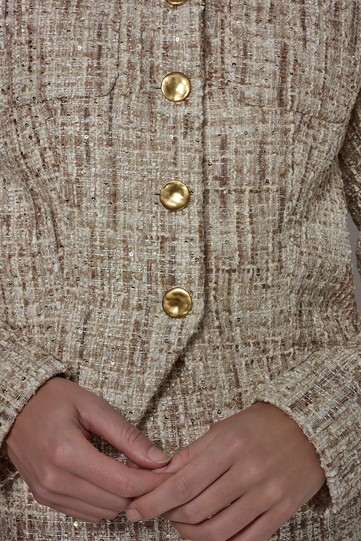 Donna Karan CROPPED SEQUINED TWEED LADY JACKET