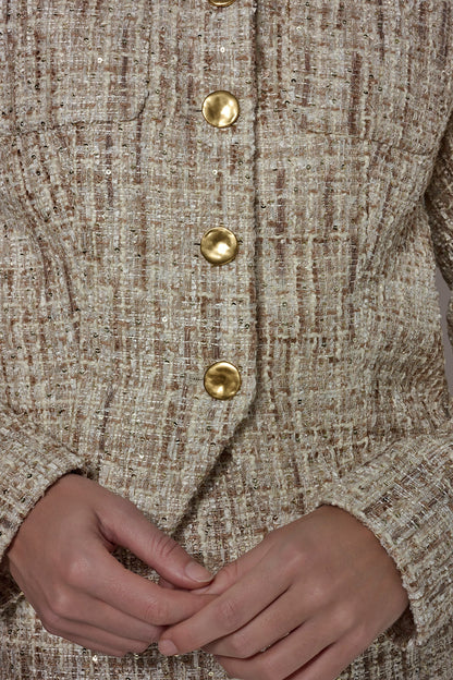 Donna Karan CROPPED SEQUINED TWEED LADY JACKET