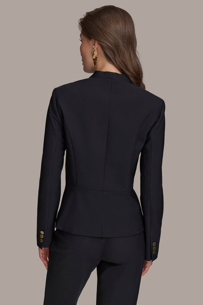 Donna Karan WRAP JACKET WITH BAR HARDWARE CLOSURE