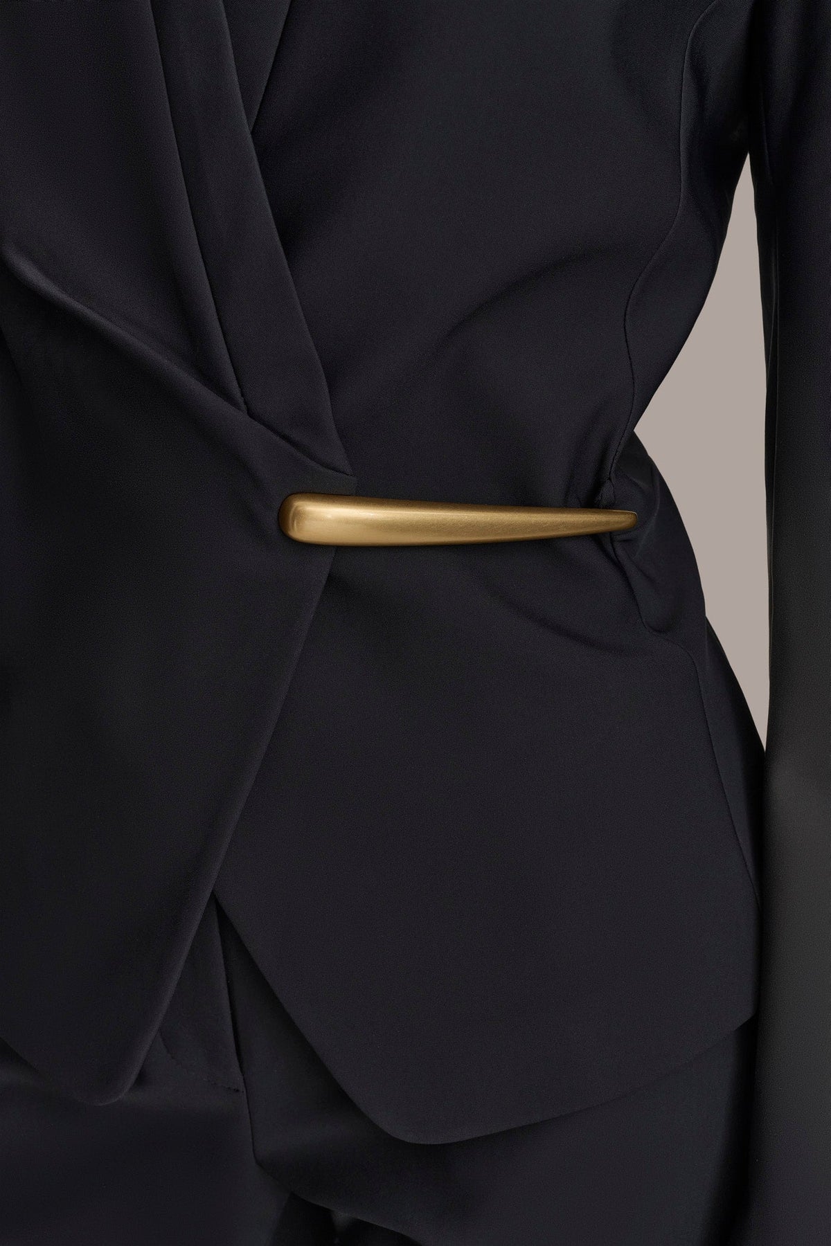 Donna Karan WRAP JACKET WITH BAR HARDWARE CLOSURE