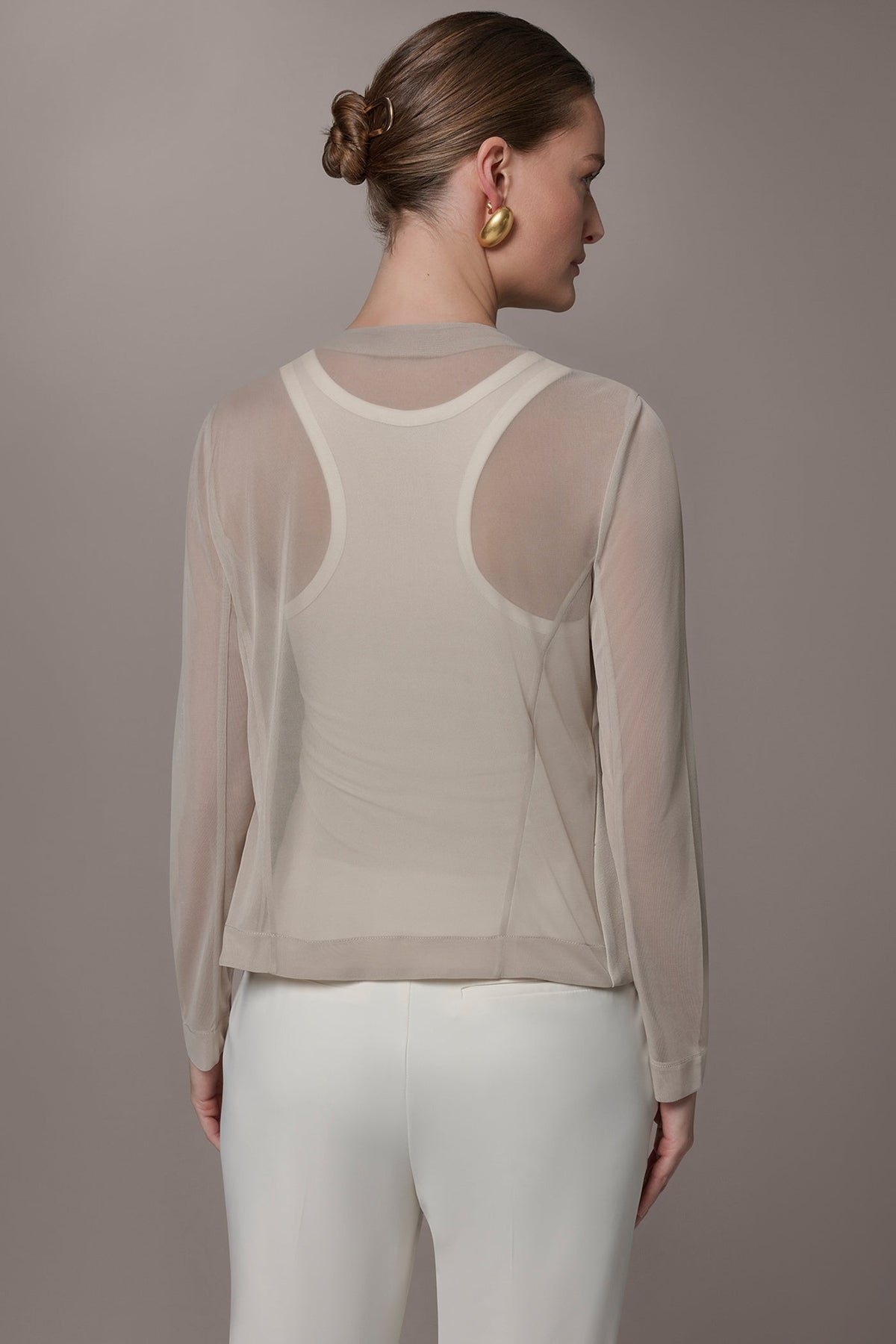 Donna Karan CHIFFON PANELED ONE BUTTON JACKET